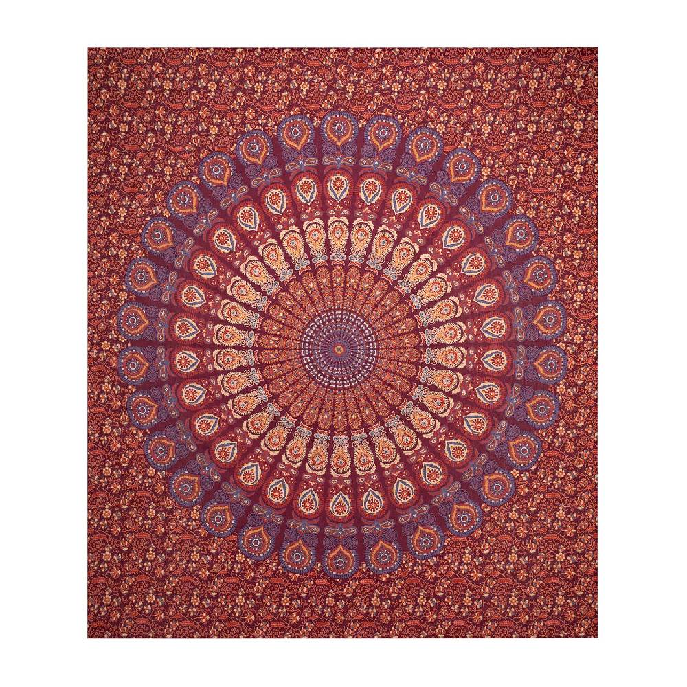 Kunst Und Magie Tagesdecke Wandbehang Mandala Deko Tuch Peacock Pfau XL ca. 200 x 230cm Top Angebot