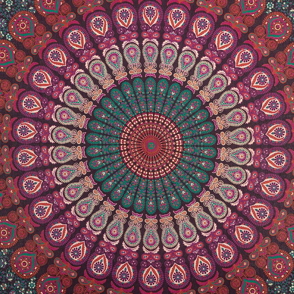Kunst Und Magie Tagesdecke Wandbehang Mandala Deko Tuch Peacock Pfau XL ca. 200 x 230cm Neueste Mode