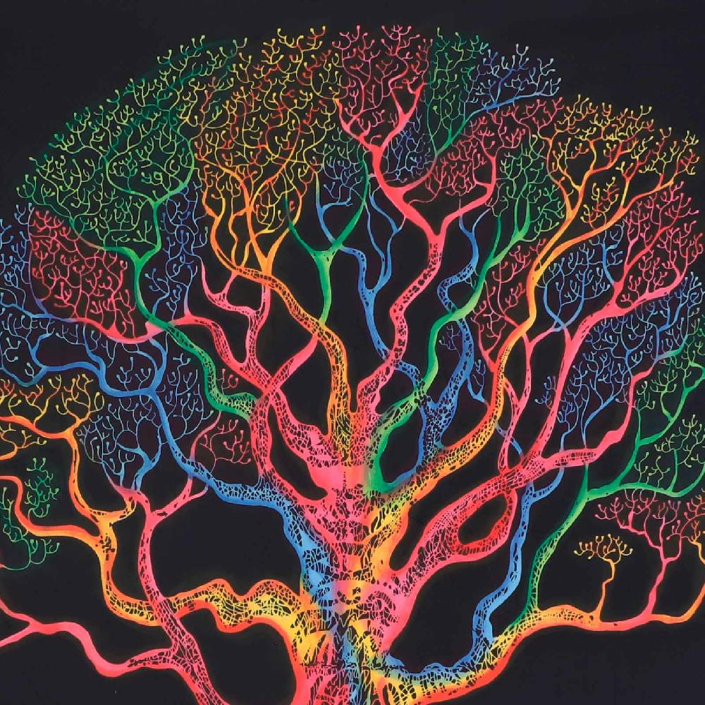 Kunst Und Magie Kunst und Magie Wandbehang Poster Dekotuch Tuch Wandteppich bunter Baum Poster ca 105 x 73 cm Exklusive Angebote