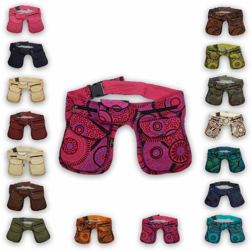 Kunst Und Magie Kunst und Magie Doppel Bauchtasche Sidebag Gürteltasche Festivaltasche Hippie Goa Hüfttasche Wochenangebot