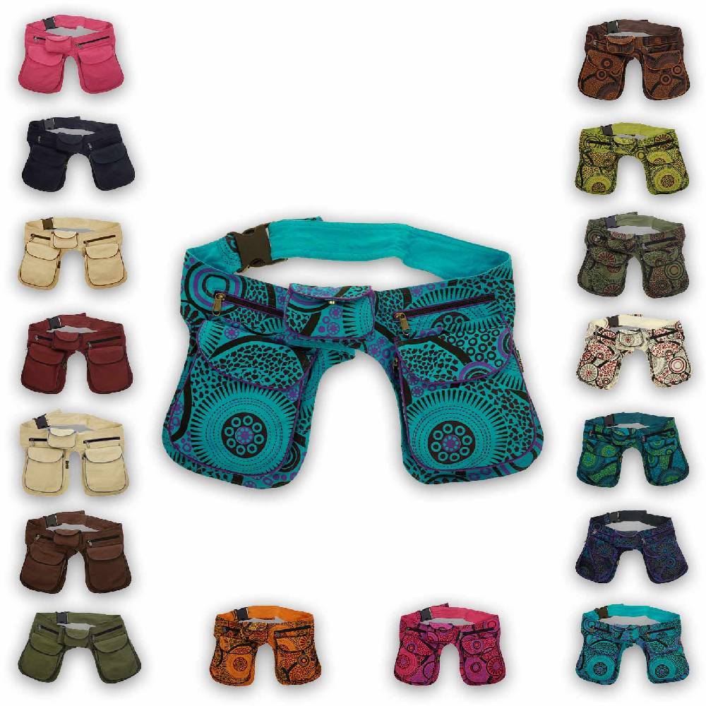 Kunst Und Magie Kunst und Magie Doppel Bauchtasche Sidebag Gürteltasche Festivaltasche Hippie Goa Hüfttasche Wochenangebot