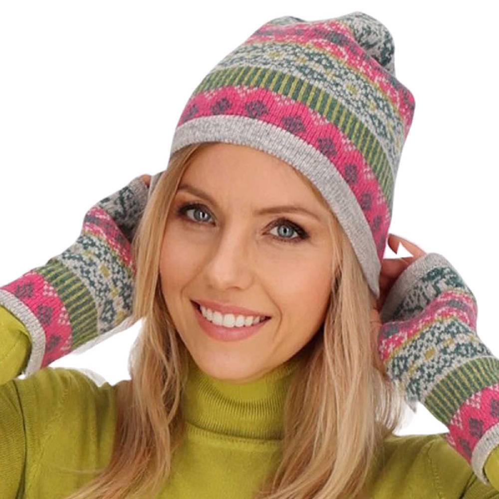 Kunst Und Magie Long Beanie Mütze aus Lammwolle Wollmütze Nordisch Strickmütze Wolle Unisex für Sie und Ihn Auslauf