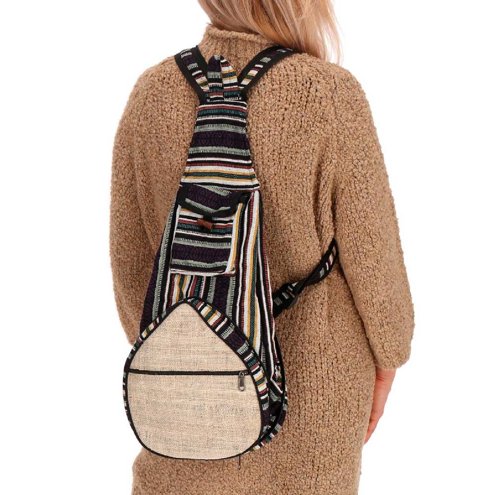Kunst Und Magie Kunst und Magie Bunter Hippie Rucksack Schultertasche Slingbag Crossbody-Bag Hanf Hotsell
