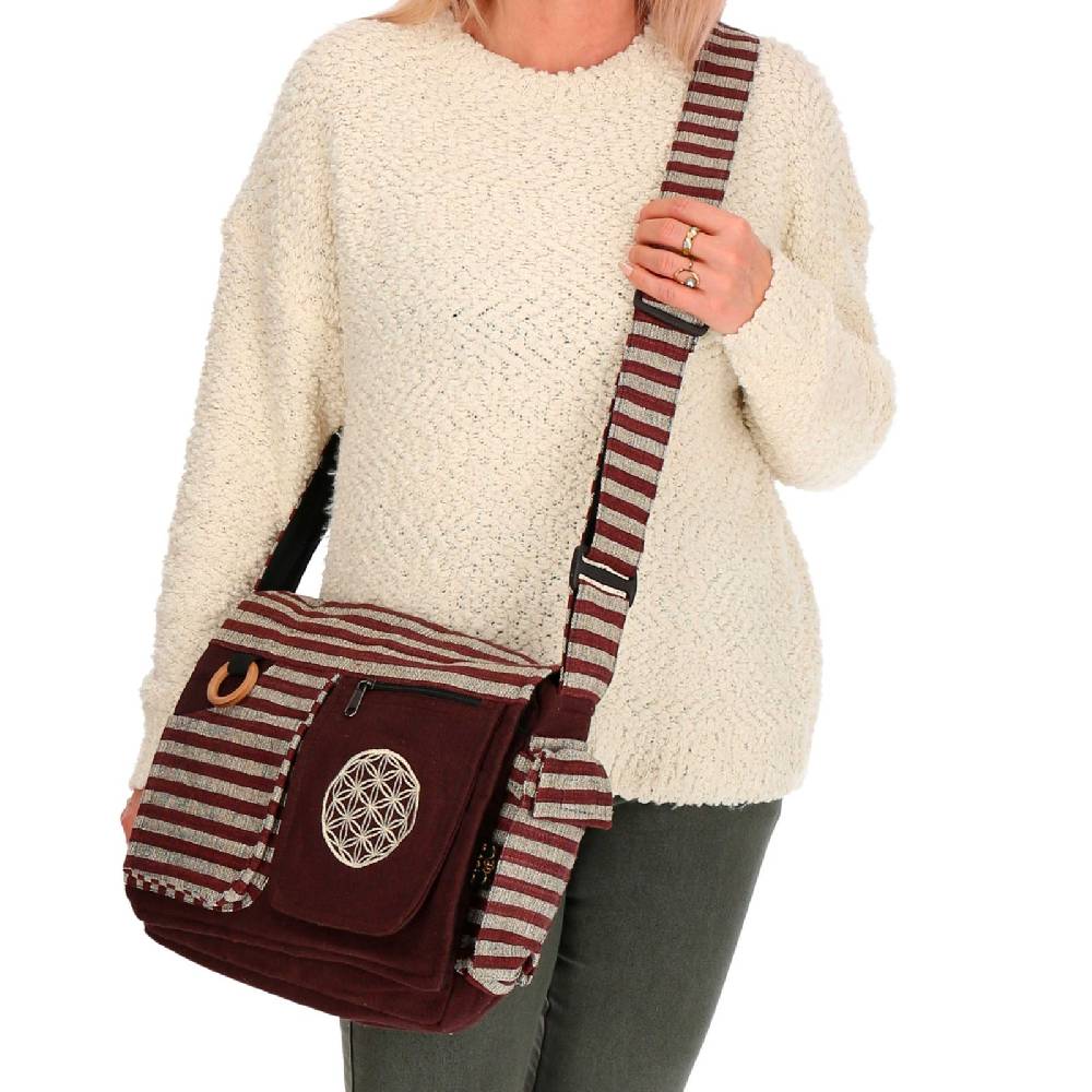 Kunst Und Magie Kunst und Magie Damen Schultertasche Lebensblume Hippie Handtasche Goa Tasche mit Schulterriemen Fabrikverkauf