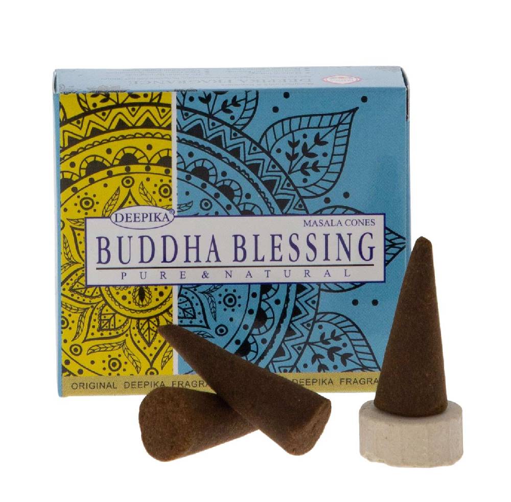 Kunst Und Magie Deepika Masala Räucherkegel Buddha Blessing Cones Dhoop Duftkegel mit Halter VEGAN Exklusivangebot