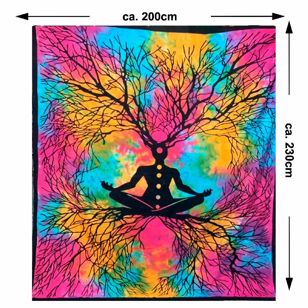Kunst Und Magie Kunst und Magie Tagesdecke Wandbehang Erdung Deko Tuch Chakra Yoga Root Meditation ca. 200 x 230cm Jubiläumsangebot