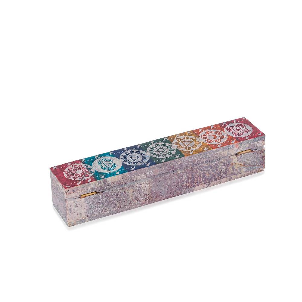 Kunst Und Magie Räucherstäbchenhalter - 7 Chakra Dose Box für Räucherstäbchen Speckstein Box Lagerräumung