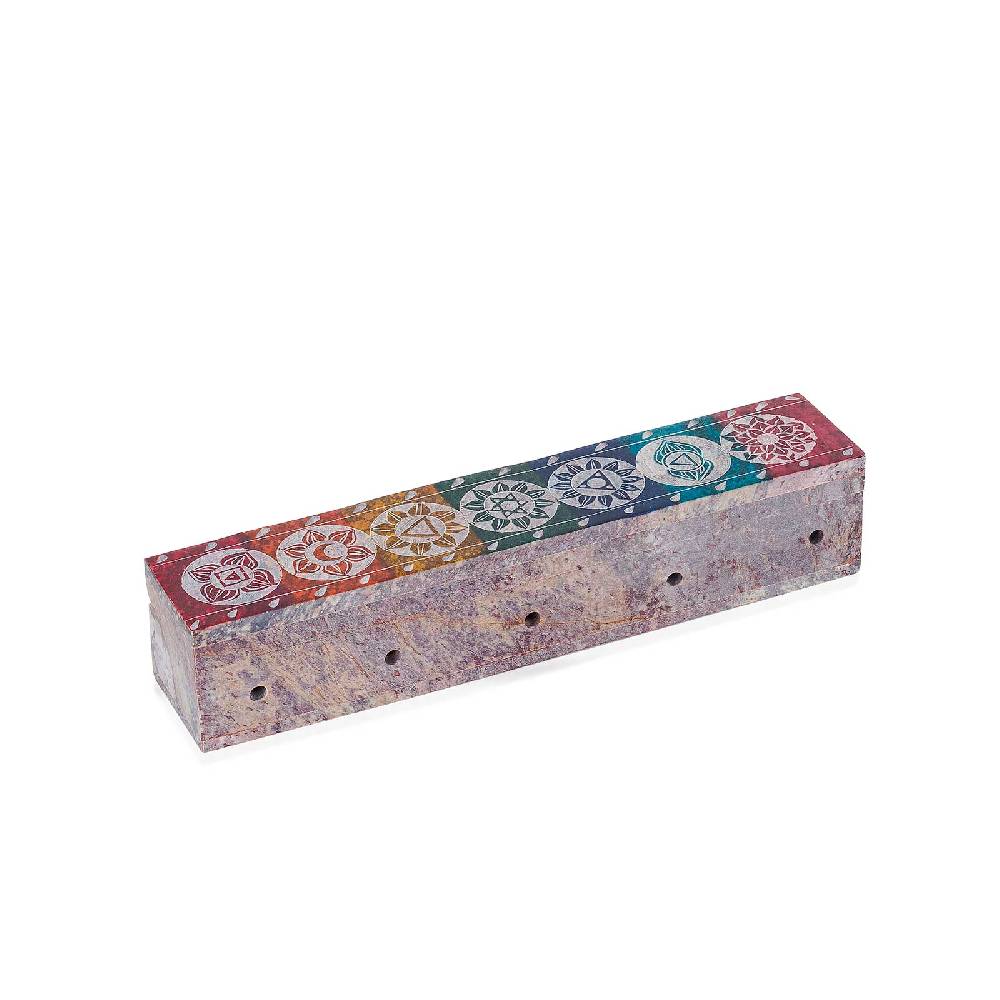 Kunst Und Magie Räucherstäbchenhalter - 7 Chakra Dose Box für Räucherstäbchen Speckstein Box Lagerräumung
