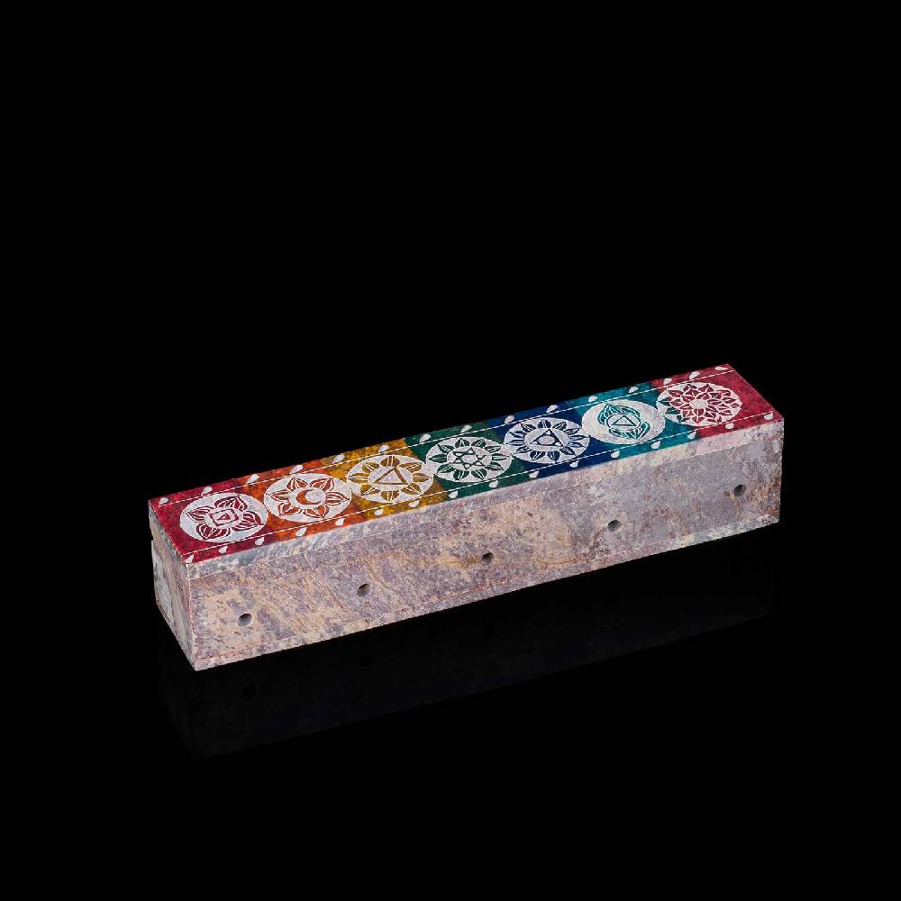 Kunst Und Magie Räucherstäbchenhalter - 7 Chakra Dose Box für Räucherstäbchen Speckstein Box Lagerräumung