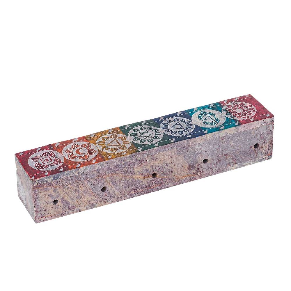 Kunst Und Magie Räucherstäbchenhalter - 7 Chakra Dose Box für Räucherstäbchen Speckstein Box Lagerräumung