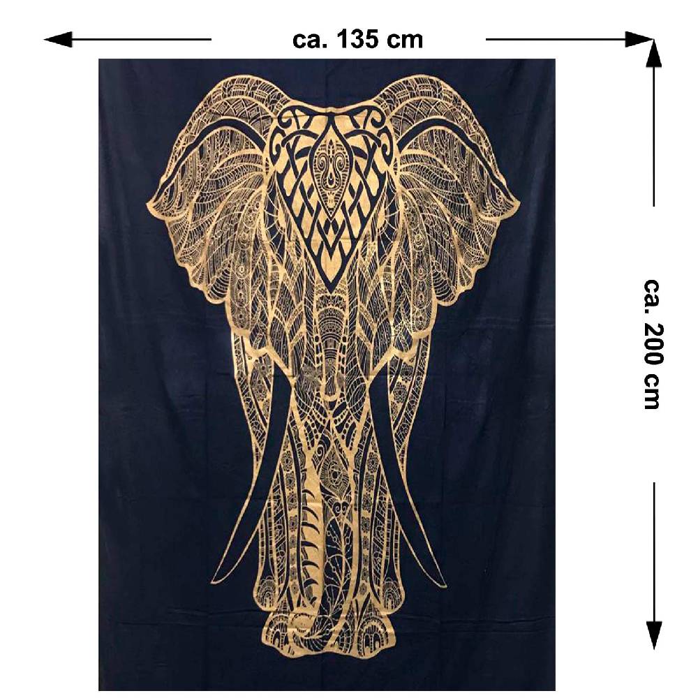 Kunst Und Magie Kunst und Magie Tagesdecke Wandbehang Deko Tuch Goldener Elefant ca. 200 x135cm Riesige Ersparnisse