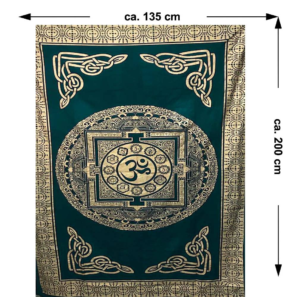 Kunst Und Magie Kunst und Magie Tagesdecke Wandbehang Deko Tuch Om Yantra Mandala ca. 200 x135cm Tiefpreis