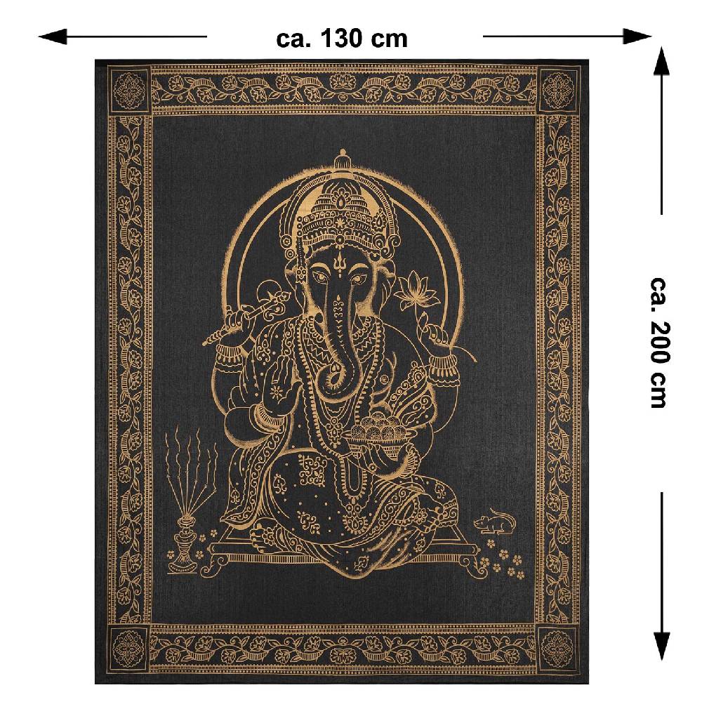 Kunst Und Magie Kunst und Magie Tagesdecke Wandbehang Wand Deko Tuch Lord Ganesha ca. 200 x135cm Wandteppich Wochenangebot