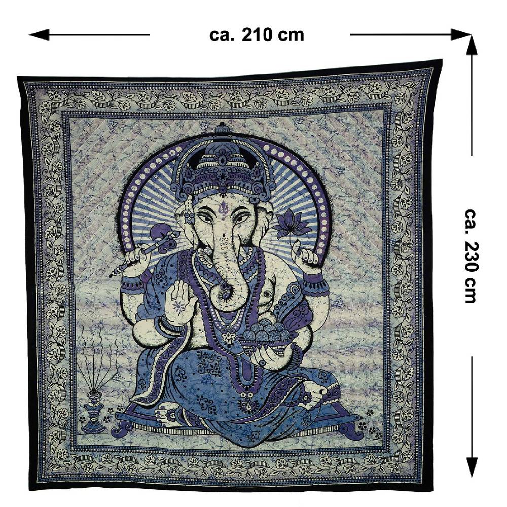 Kunst Und Magie Ganesha Dekotuch Große Tagesdecke Wandbehang Tuch Goa ca. 210 x 230 cm Riesige Rabatte