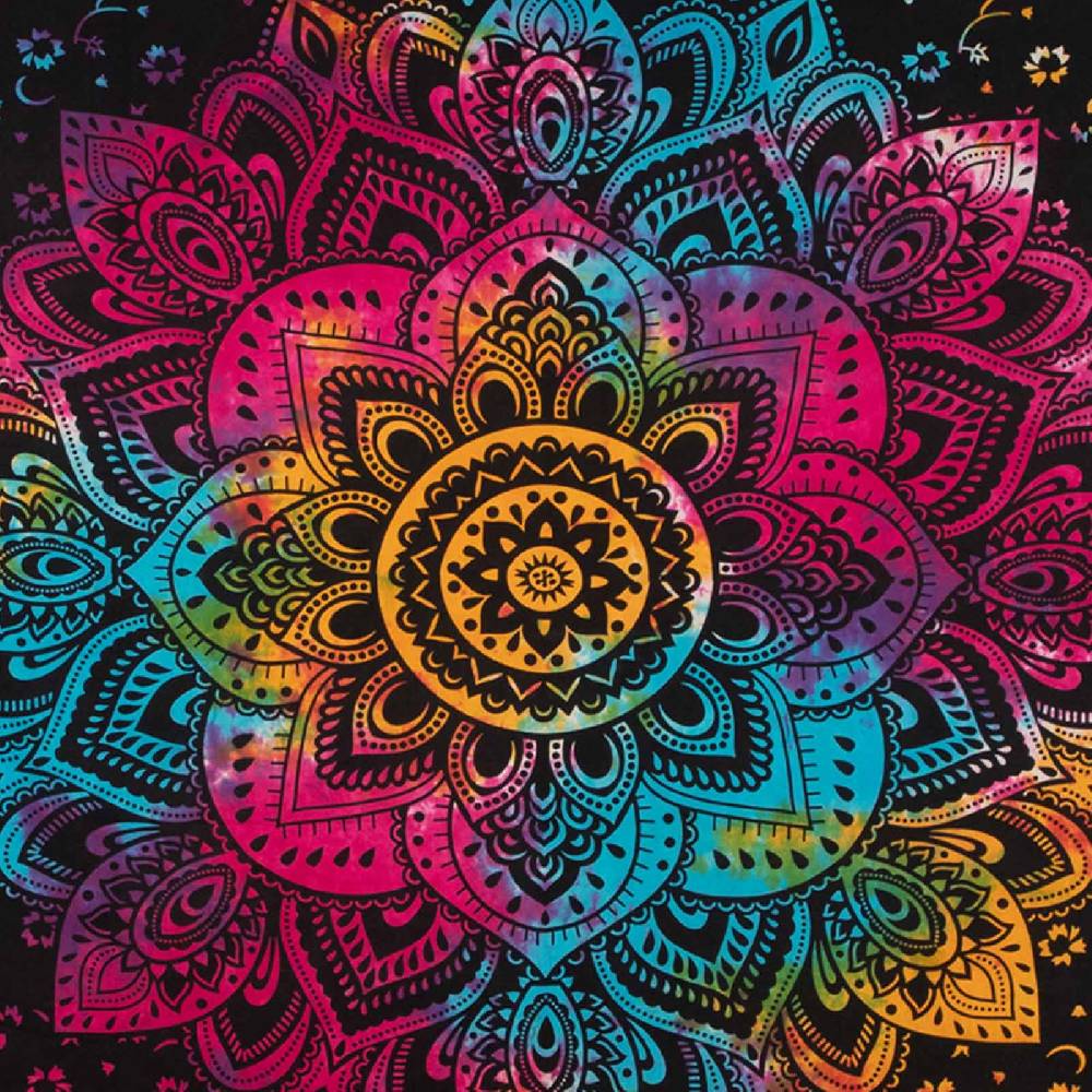 Kunst Und Magie Kunst und Magie Tagesdecke Wandbehang Buntes Tuch Lotus Mandala ca. 200 x 135 cm Kostenloser Versand international