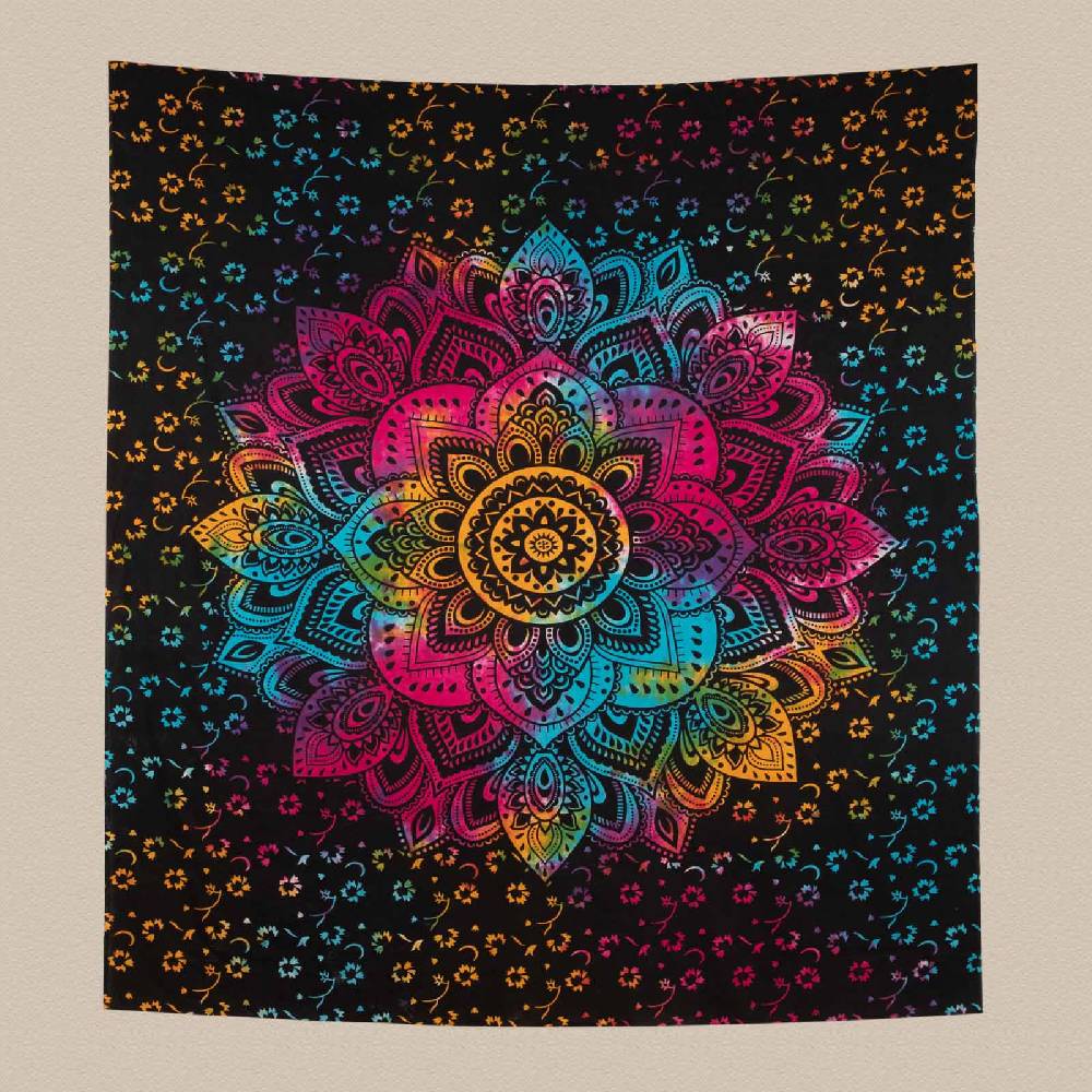 Kunst Und Magie Kunst und Magie Tagesdecke Wandbehang Buntes Tuch Lotus Mandala ca. 200 x 135 cm Kostenloser Versand international