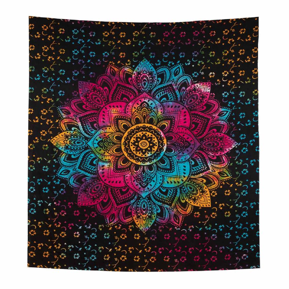 Kunst Und Magie Kunst und Magie Tagesdecke Wandbehang Buntes Tuch Lotus Mandala ca. 200 x 135 cm Kostenloser Versand international