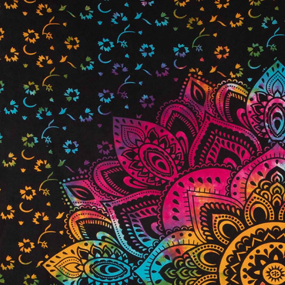 Kunst Und Magie Kunst und Magie Tagesdecke Wandbehang Buntes Tuch Lotus Mandala ca. 200 x 135 cm Kostenloser Versand international