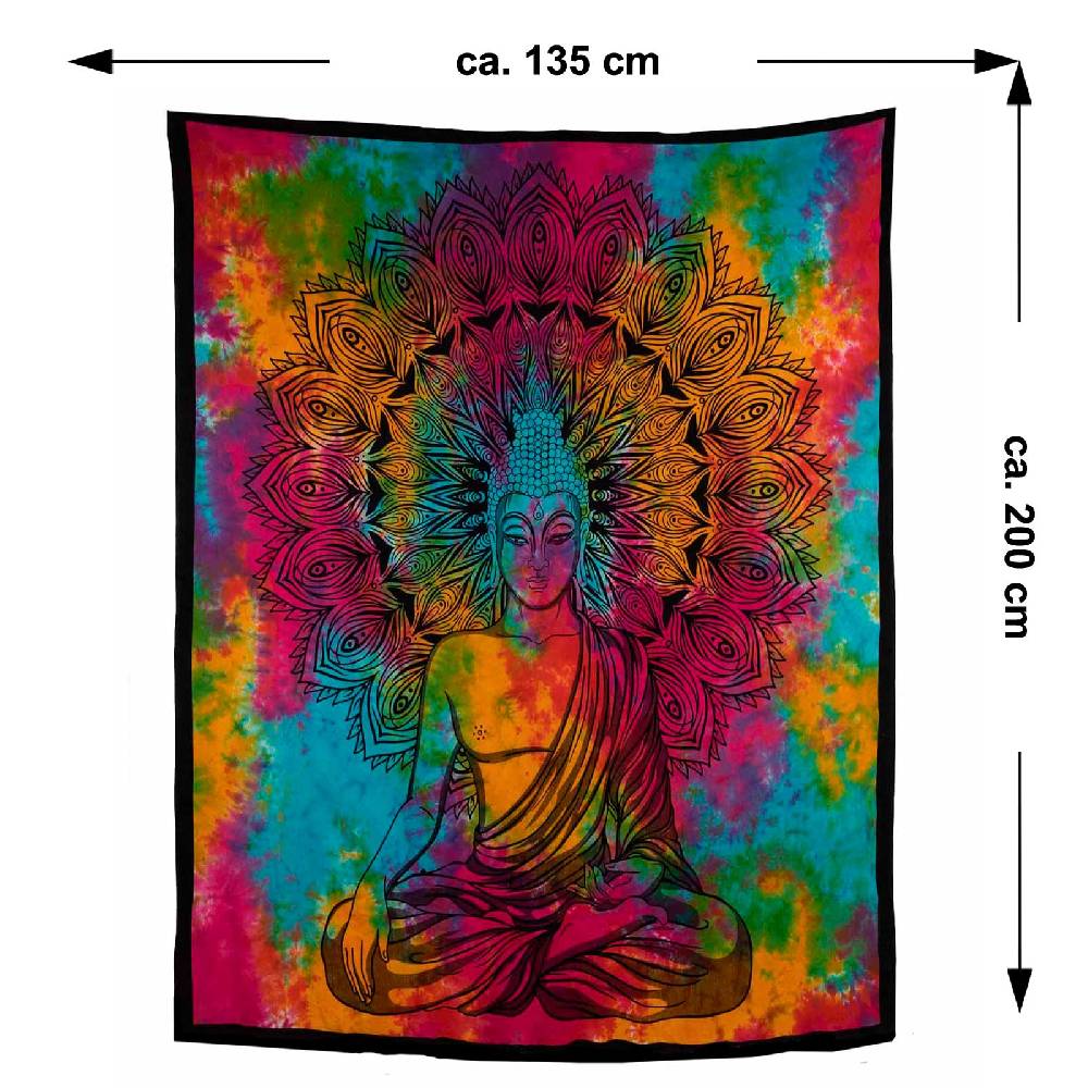 Kunst Und Magie Buddha Dekotuch Große Tagesdecke Wandbehang Tuch Goa ca. 135 x 200cm Fabrikladen