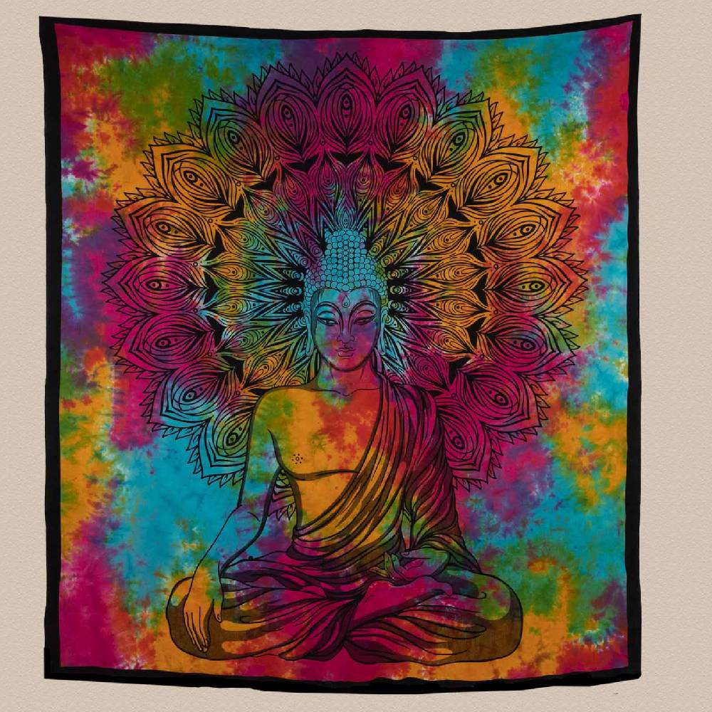 Kunst Und Magie Buddha Dekotuch Große Tagesdecke Wandbehang Tuch Goa ca. 135 x 200cm Fabrikladen