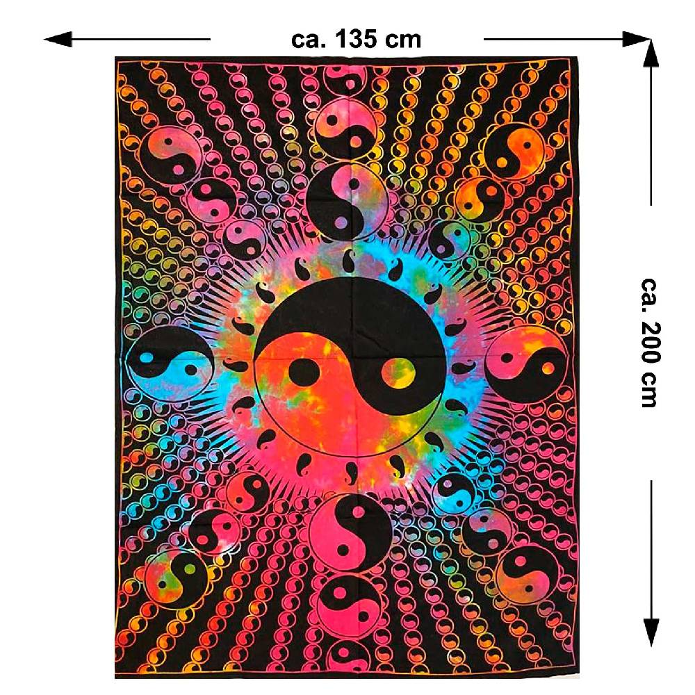 Kunst Und Magie Kunst und Magie Tagesdecke Wandbehang Buntes Tuch Ying & Yang Mandala ca. 200 x 135 cm Speichern exportieren