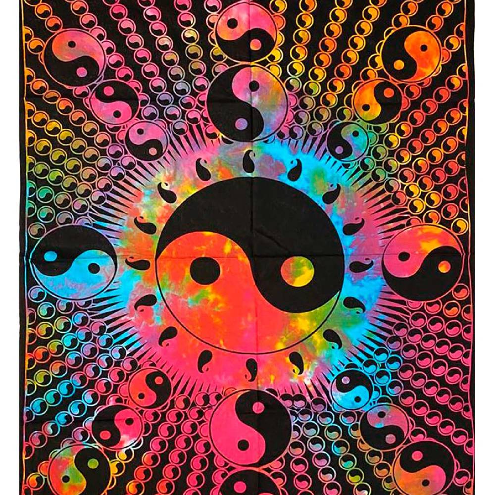 Kunst Und Magie Kunst und Magie Tagesdecke Wandbehang Buntes Tuch Ying & Yang Mandala ca. 200 x 135 cm Speichern exportieren