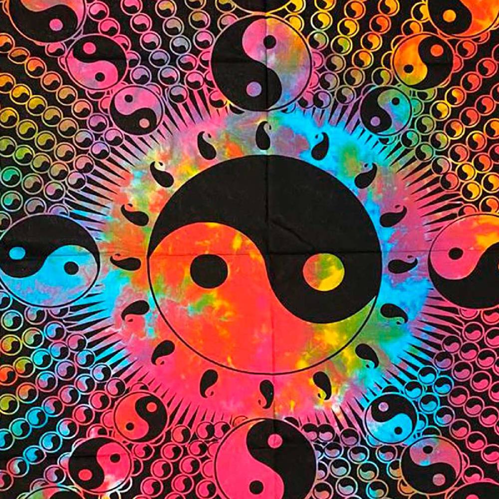 Kunst Und Magie Kunst und Magie Tagesdecke Wandbehang Buntes Tuch Ying & Yang Mandala ca. 200 x 135 cm Speichern exportieren
