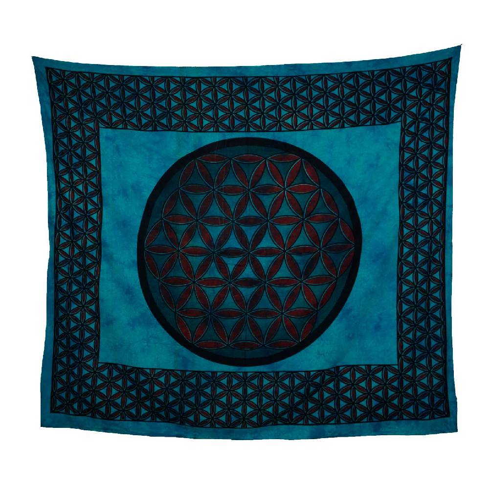 Kunst Und Magie Tagesdecke Wandbehang Blume des Lebens Mandala Tuch Indien ca. 230 x 210 cm von Kunst und Magie Black Friday Preise