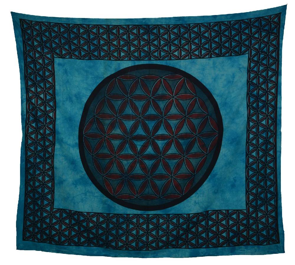Kunst Und Magie Tagesdecke Wandbehang Blume des Lebens Mandala Tuch Indien ca. 230 x 210 cm von Kunst und Magie Black Friday Preise