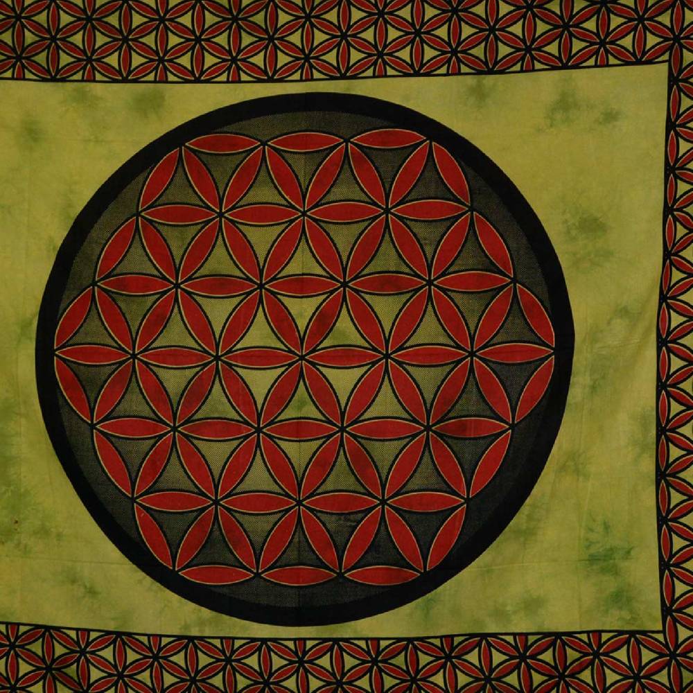 Kunst Und Magie Tagesdecke Wandbehang Blume des Lebens Mandala Tuch Indien ca. 230 x 210 cm von Kunst und Magie Im Verkauf