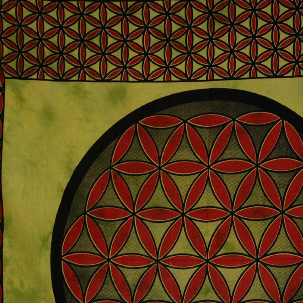Kunst Und Magie Tagesdecke Wandbehang Blume des Lebens Mandala Tuch Indien ca. 230 x 210 cm von Kunst und Magie Im Verkauf