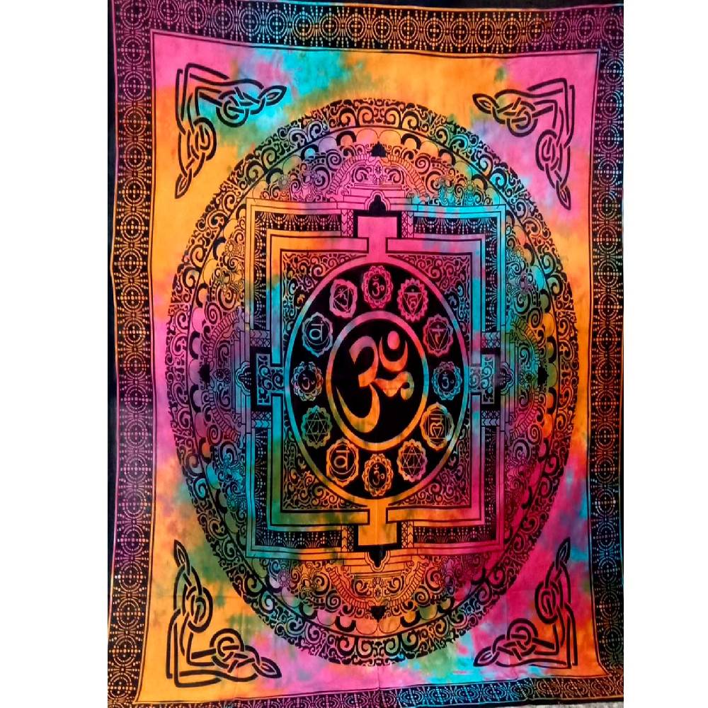 Kunst Und Magie Aum Tagesdecke Wandbehang Deko Tuch OM Yantra Mandala Yoga Goa Hippie ca. 200x135cm zollfrei