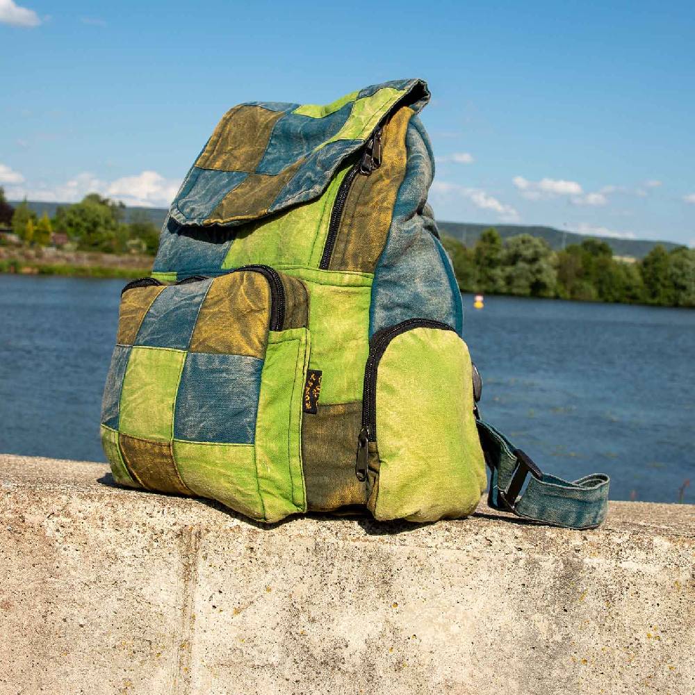 Kunst Und Magie Kunst und Magie Bunter Hippie Rucksack "No Waist" Stonewashed Nepal Fair Schlussverkauf