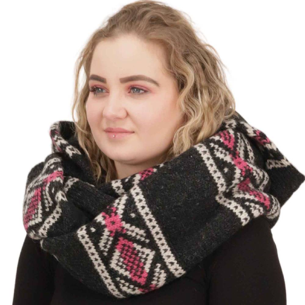 Kunst Und Magie Damen Kapuzenschal Loop Schal Hoodie Schalmütze Poncho aus Wolle gestrickt Fabrikpreis