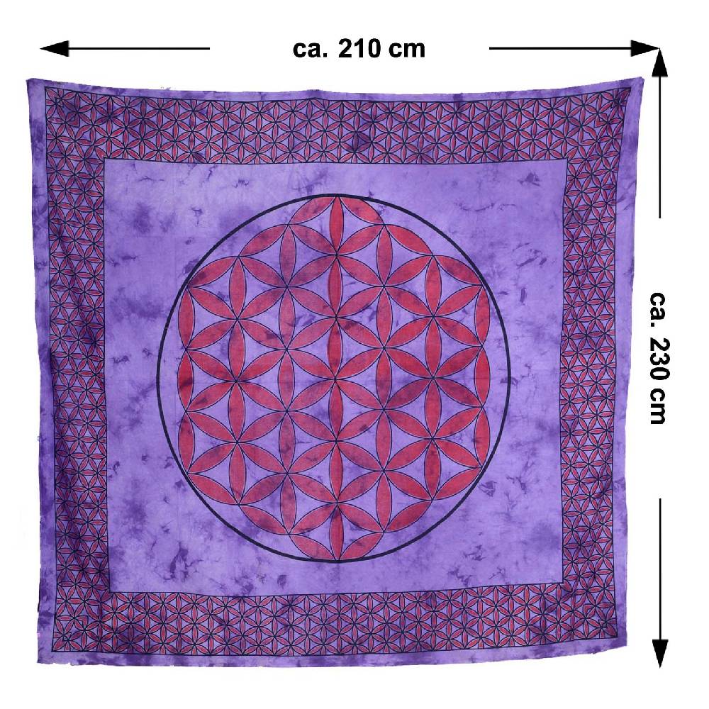 Kunst Und Magie Tagesdecke Wandbehang Blume des Lebens Mandala Tuch Indien ca. 230 x 210 cm von Kunst und Magie Sonderangebot