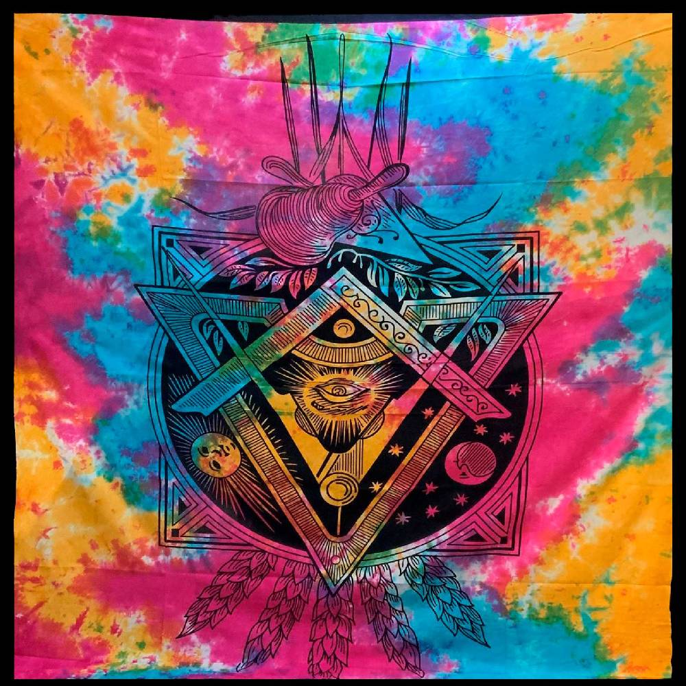 Kunst Und Magie Freimaurer Symbol Tagesdecke Wandbehang Bunt Deko Auge Gottes Tuch Bunt ca. 200 x 230cm Großer Ausverkauf