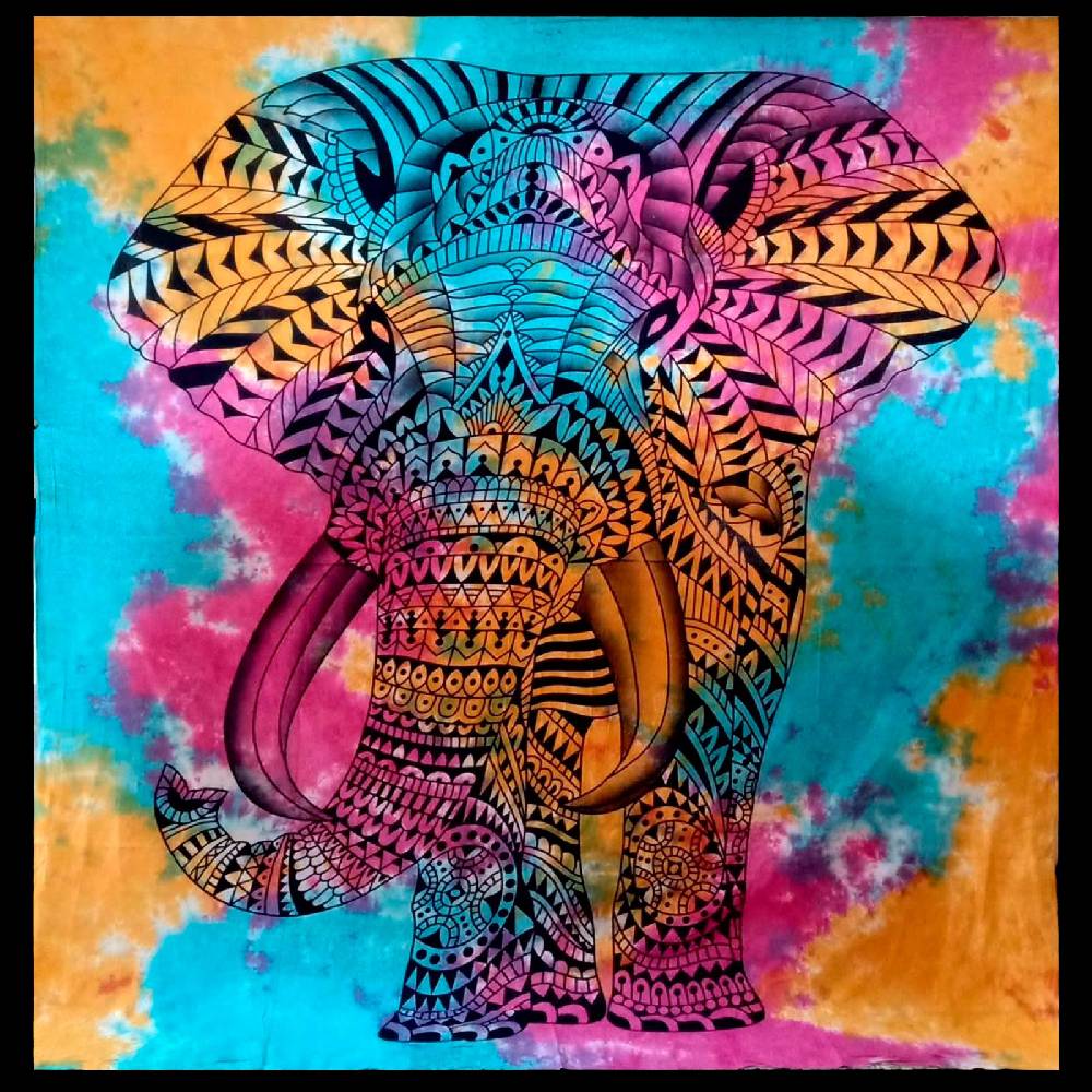 Kunst Und Magie Kunst und Magie Tagesdecke Wandbehang Bunt Deko Tuch Elefanten Bunt ca. 200 x 230cm Flash Sale