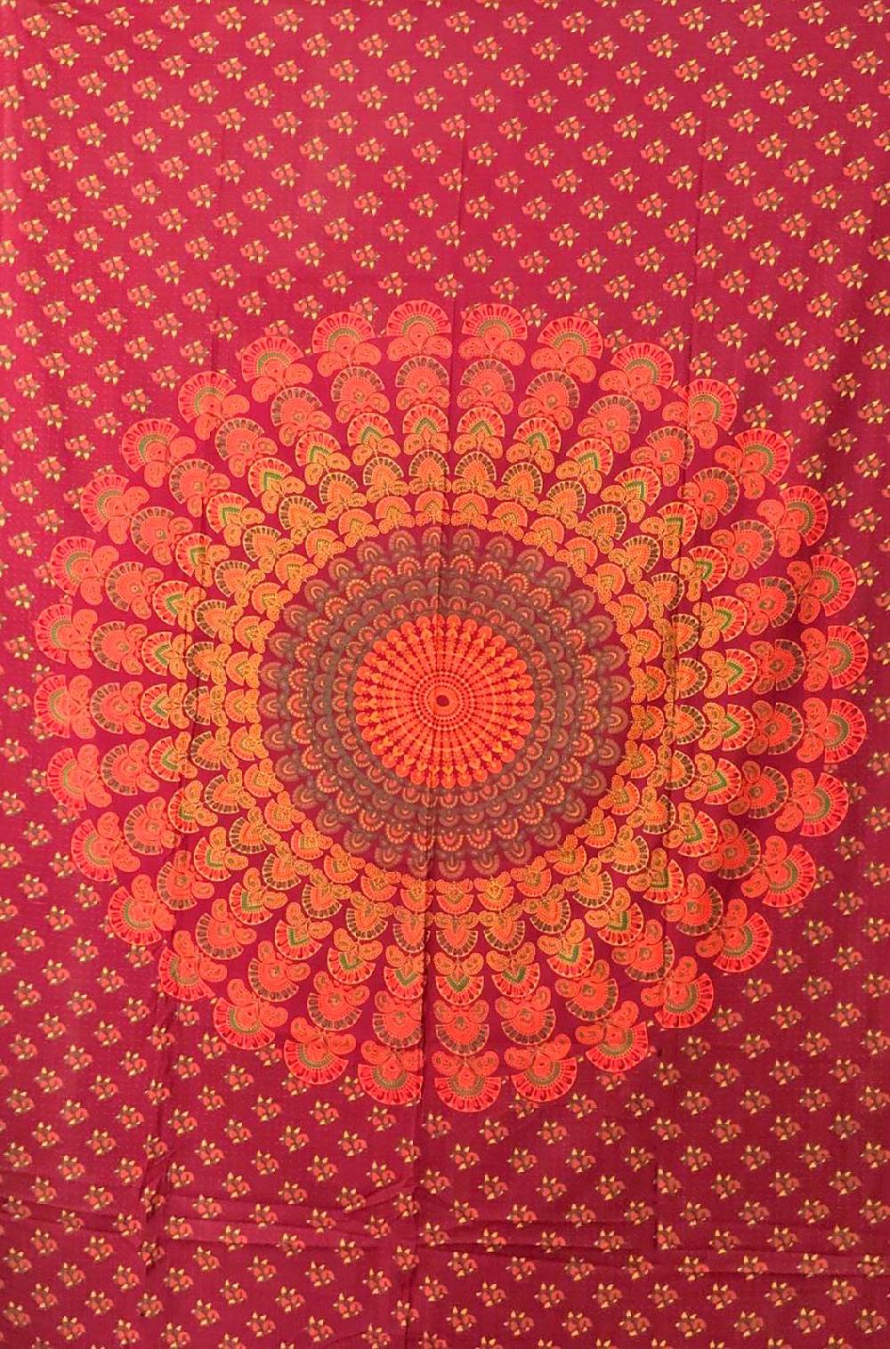 Kunst Und Magie Tagesdecke Wandbehang Mandala Deko Tuch Peacock Pfau XL ca. 200 x 230cm Black Friday