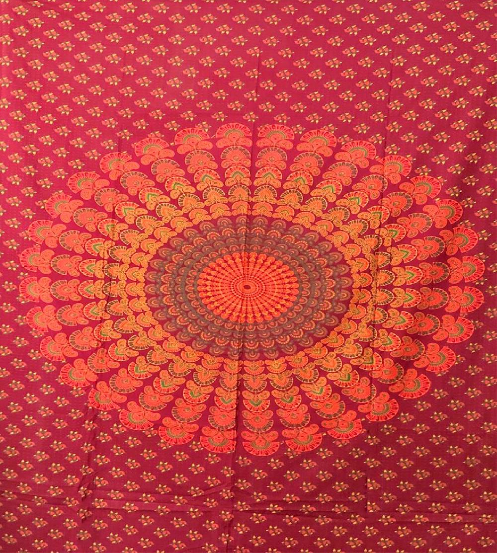 Kunst Und Magie Tagesdecke Wandbehang Mandala Deko Tuch Peacock Pfau XL ca. 200 x 230cm Black Friday