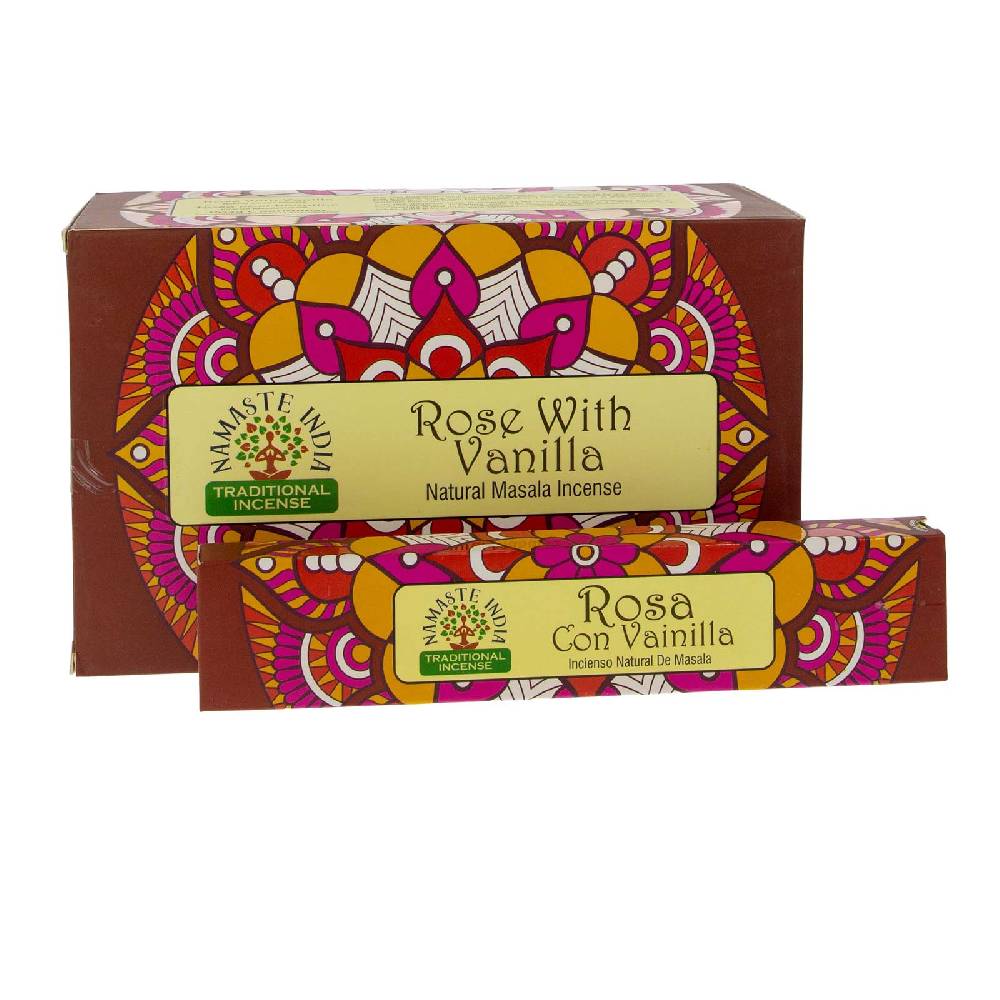 Kunst Und Magie Rose mit Vanille Räucherstäbchen Namaste India Große Rabatte