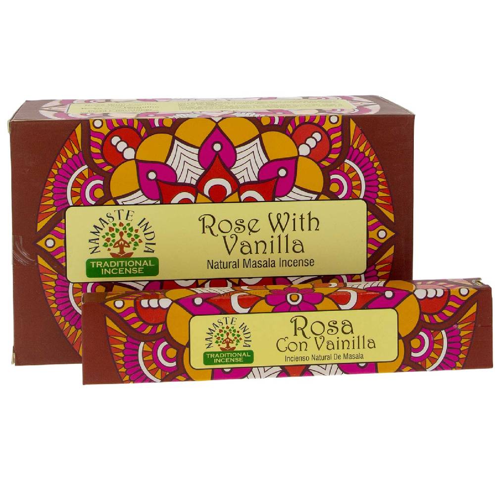 Kunst Und Magie Rose mit Vanille Räucherstäbchen Namaste India Große Rabatte