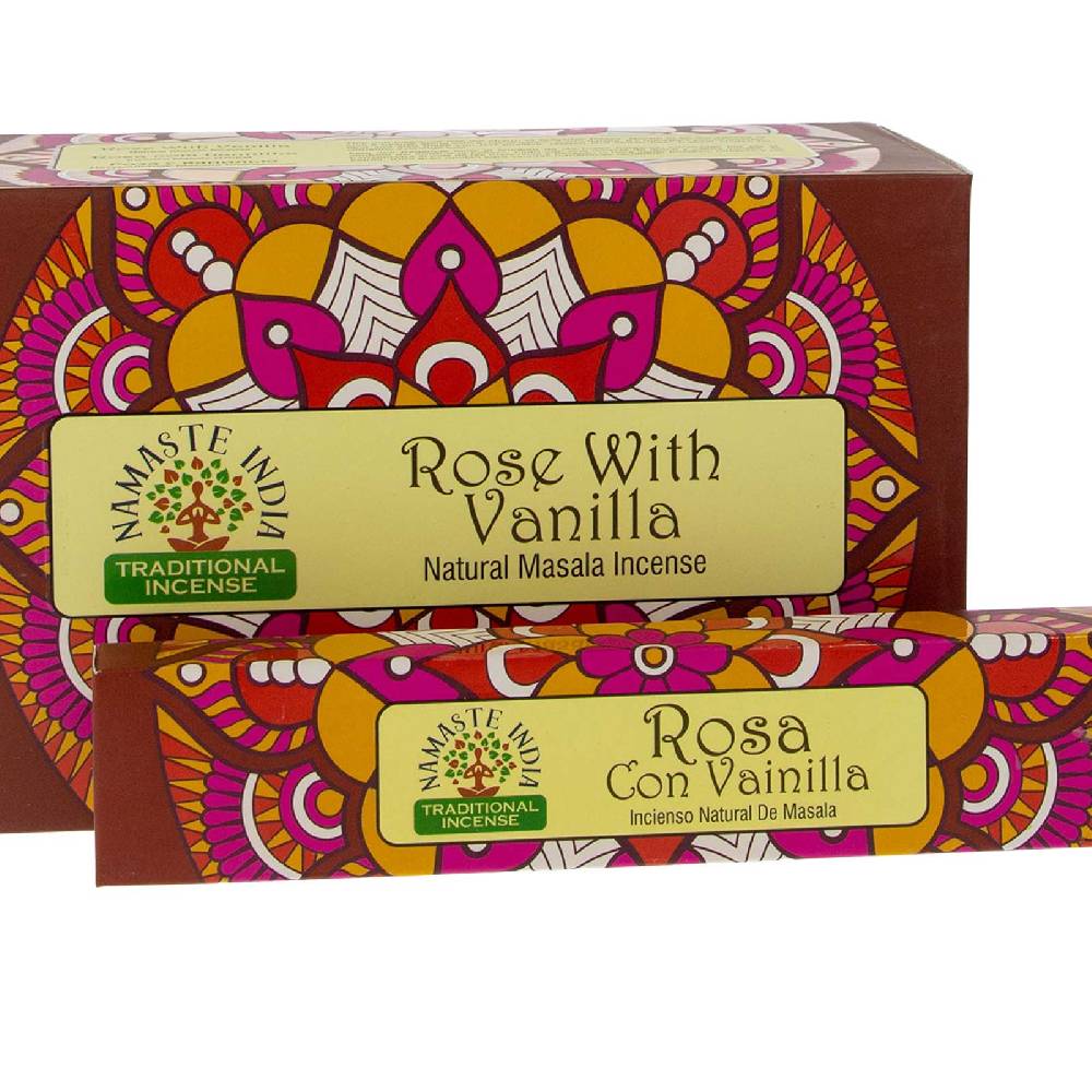 Kunst Und Magie Rose mit Vanille Räucherstäbchen Namaste India Große Rabatte