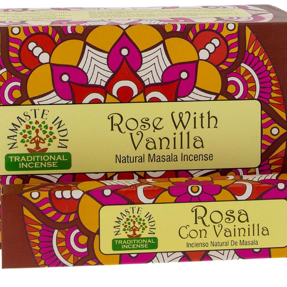 Kunst Und Magie Rose mit Vanille Räucherstäbchen Namaste India Große Rabatte