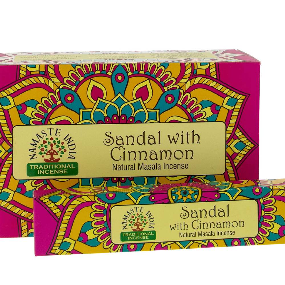 Kunst Und Magie Sandelholz mit Zimt Räucherstäbchen Namaste India Sandalo with Cinnamon 12er Großpackung Saisonale Angebote