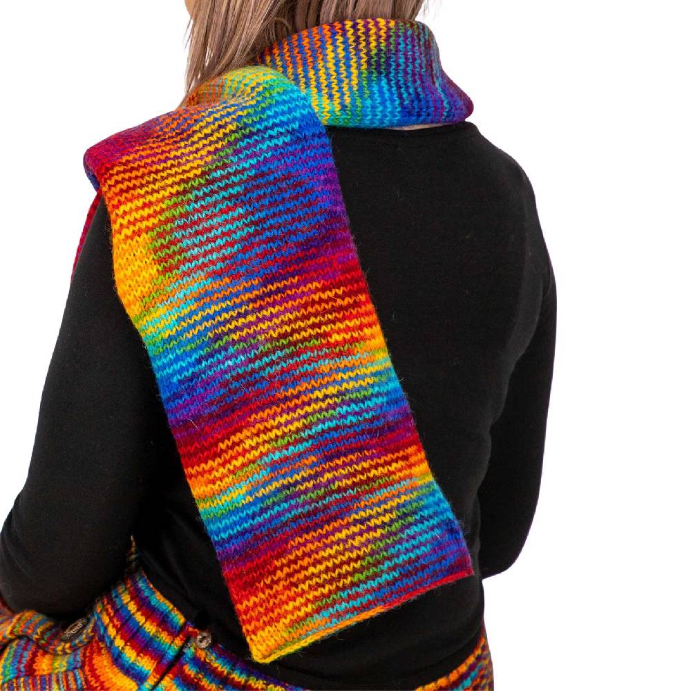 Kunst Und Magie Wollschal Damenschal Strick Schal Wolle Boho Regenbogen Hippie Psy Goa Fair Letzte 3 Tage