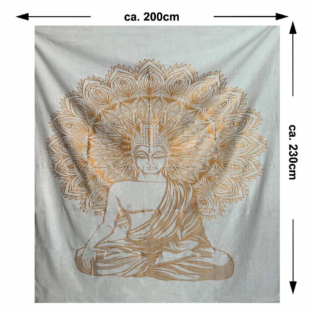 Kunst Und Magie Kunst und Magie Tagesdecke Wandbehang Deko Tuch Buddha Meditation Gold ca. 200 x 230cm Bis zu 55% Rabatt