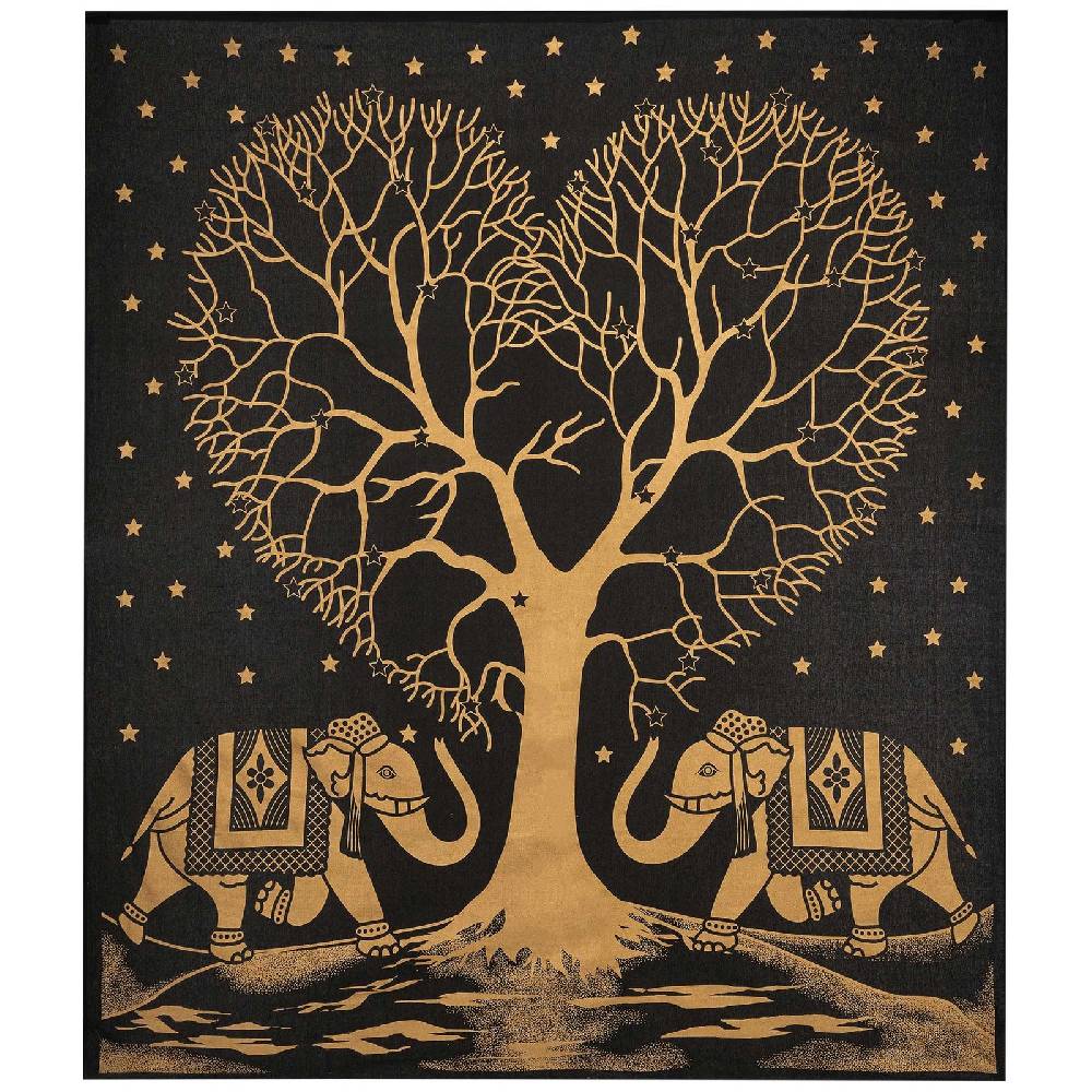 Kunst Und Magie Tagesdecke Wandbehang Deko Tuch Goldener Liebes Baum Love Tree Elefant ca. 200 x 230cm XL Discount Store für neue Produkte