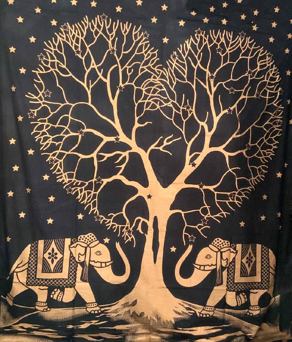 Kunst Und Magie Tagesdecke Wandbehang Deko Tuch Goldener Liebes Baum Love Tree Elefant ca. 200 x 230cm XL Discount Store für neue Produkte
