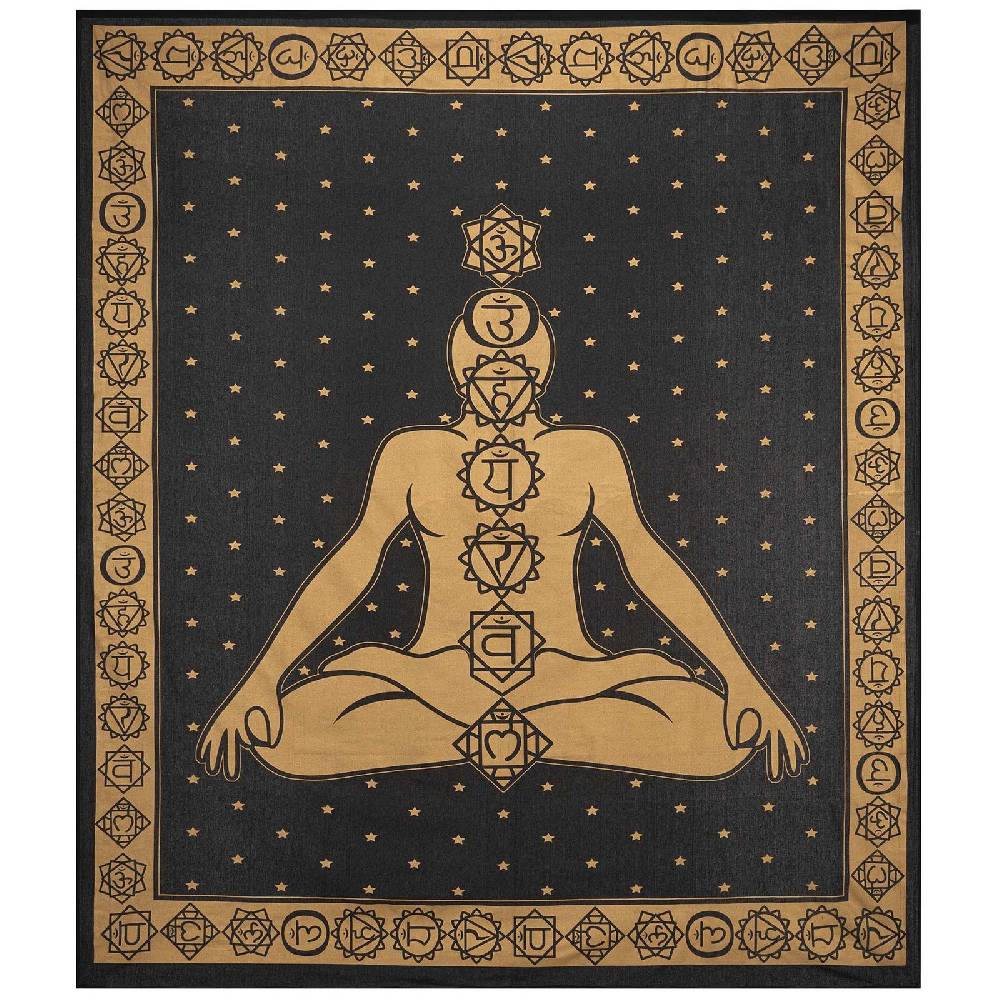 Kunst Und Magie Kunst und Magie Tagesdecke Wandbehang Deko Tuch Chakra Meditation Gold ca. 200 x 230cm Riesige Rabatte
