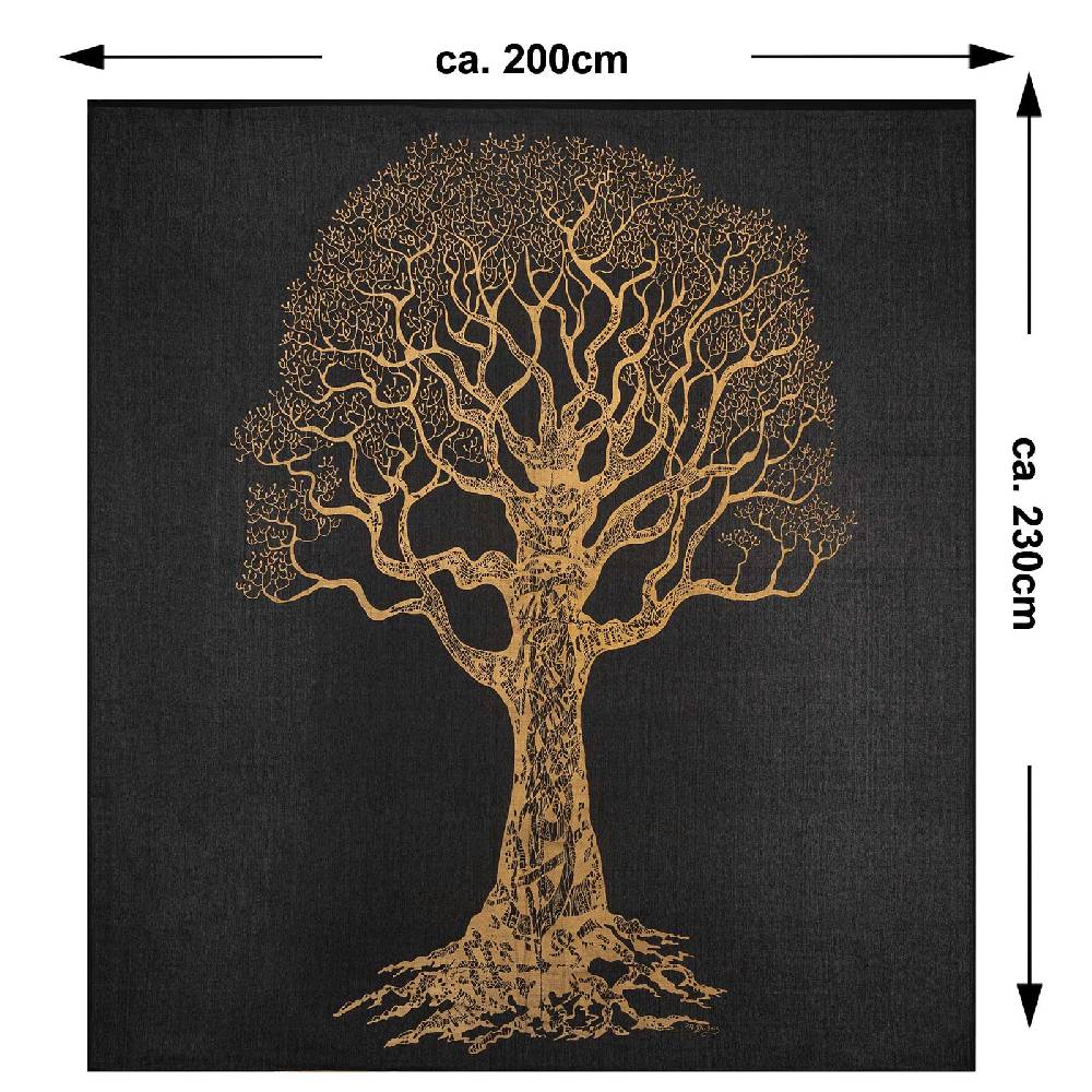 Kunst Und Magie Kunst und Magie Tagesdecke Wandbehang Deko Tuch Goldener Baum ca. 200 x 230cm XL Kostenloser Versand international